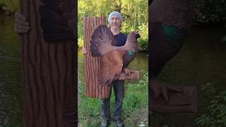 Глухарь Резное панно из кедра Резьба по дереву Виль Аптюшев Wood carving #shorts