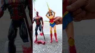Wonder Woman tests Spider Man's legs  Marvel Toys