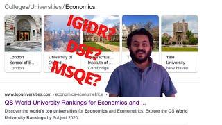 MSQE International Ranking - How to Find Top 10 Economics Masters Courses? Rank of ISI, IGIDR, DSE