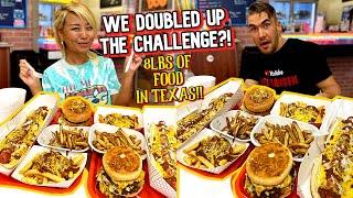 WE DOUBLED UP THE CHALLENGE?! 8LBS OF FOOD IN TEXAS!! #RainaisCrazy  ft. Joel Hansen