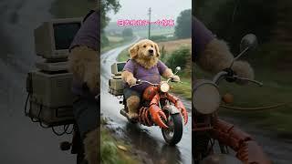 The little golden retriever lies outside the window of other people's house to study every day. Th