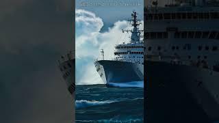 This Strange Event Behind the Warship Be Explained？ #scaryocean #dangerouswaves #roughseas
