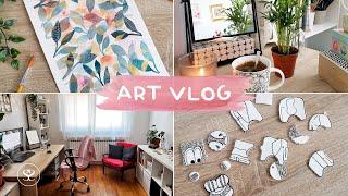 Art vlog - Ikea haul, art studio makeover, sketchbook, painting, air dry clay