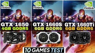 GTX 1650 (4GB) vs GTX 1660 Super (6GB) vs GTX 1660 Ti (6GB) | 10 Games Test | How Much Difference ?