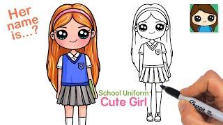 How to Draw a Cute School Girl in School Uniform