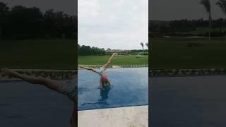 Gymnastics and dancing in the pool! #shorts #gymnast