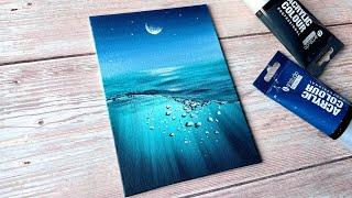 underwater aesthetic seascape painting / easy acrylic painting ideas for beginners