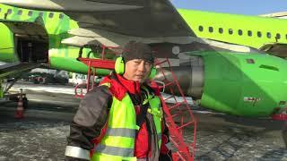 Наземное обслуживание (Ground Handling) ВС А-319 авиакомпании S7 Airlines в аэропорту Домодедово ч.2