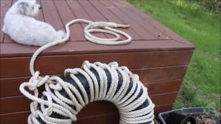 Sailing making DIY drogue/ fenders from old tyres