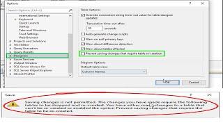 Fix error: Saving Changes is not permitted in SQL Server Management Studio 2022