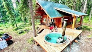 Remote Off Grid Alaskan Cabin ||Deck Build for our DIY Snorkel Stove Hot Tub is DONE!!!
