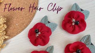 flower hair pin - how to make flower from fabric -  fabric flower diy