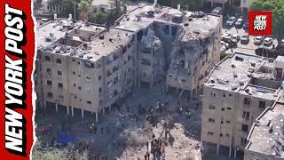 Horrific drone footage shows devastation in central Israel after Iranian missile strike