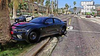 GTA 5 - REAL STREET HUSTLER - WRECKED A CHARGER HELLCAT RUNNING FROM TWELVE #8