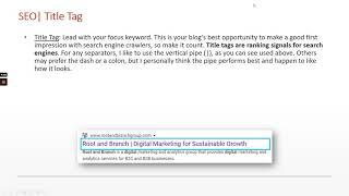 Title Tags + Meta Descriptions | On Page SEO