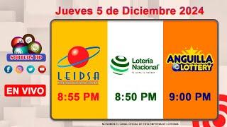 Lotería Nacional LEIDSA y Anguilla Lottery en Vivo  | Jueves 5 de Diciembre 2024/ 8:55 P.M