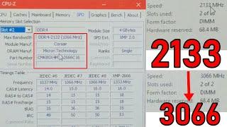 Overclock  RAM Corsair CMK8GX4M2A2666C16 2133Mhz to 3066Mhz