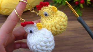 ●cute chickens!!**● very easy pouf pouf crochet chicken keychain making.#crochet  #knitting  #diy