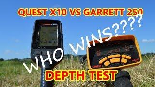 QUEST X10 V's GARRETT ACE 250, metal detecting uk