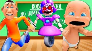 Baby & Daddy Escape ROBOT SCHOOL!