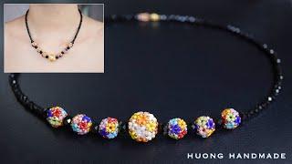 Multicolor beaded bead necklace. How to make beaded necklace. Beading tutorial