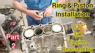 1zz engine rebuild part 2 || ring and piston installation of Toyota Corolla