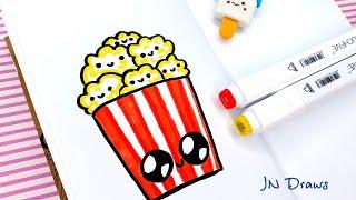 How to Draw POPCORN Simple Drawings in Sketchbook, Personal Diary How to Draw in Kawaii Style