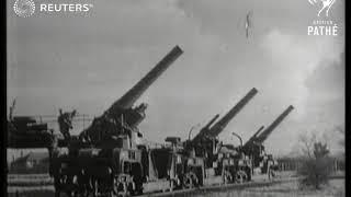 British forces demonstrate railway guns, military maneuvers, and construction of pontoon b...(1940)