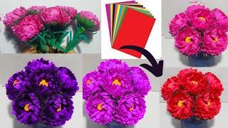 Easy paper  flower making/colour A4 sheet flower bouquet