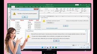 Fix All Error of MS Excel Not Saving, Not Opening, Sharing Violation, File Corrupted, No Memory