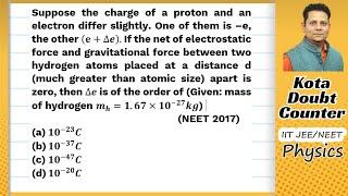 Suppose the charge of a proton and an electron differ slightly. One of them is –e, the other (e+∆e)