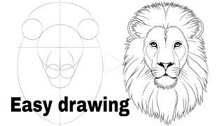 Easy Lion Drawing Step by Step From 9 and 3 numbers