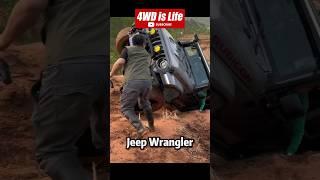 Jeep wrangler on its side Offroad