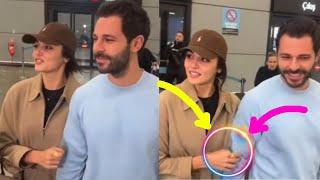 The wedding ring in Hande Ercel's hands surprised everyone! Interview at the airport.