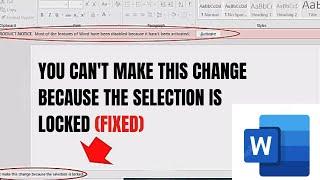 you can't make this change because the selection is locked (FIXED)