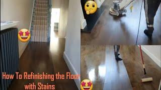 How to your sand and refinishing with stain on hardwood floors with white rags