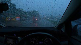 Driving in heavy rain for relaxing and you will fall asleep right away