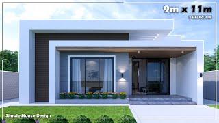 Simple House | House design idea | 9m x 11m (100sqm) | 3Bedroom