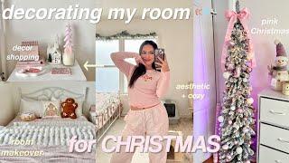 CHRISTMAS ROOM MAKEOVER 🩰️ decor shopping, haul, decorate w/me + room tour!!