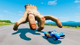 Giant Hand Thing from Wednesday VS Lightning McQueen | Escape From The Hand Thing Beamng Drive #1