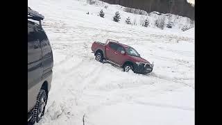 Mitsubishi L400, карьер, мокрый снег.