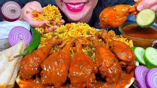 ASMR VEG BIRYANI, SPICY CHICKEN CURRY, PARATHA, RAITA, CHILI MUKBANG MASSIVE Eating Sounds
