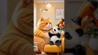 Дружба кота и панды #cat #funny #cute #кот #animals #funnycats #панда #panda