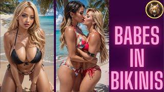 Hot Babes in Bikinis at a Tropical Beach Party (AI Lookbook) 4K