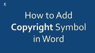 Add a Copyright Symbol to MS Word