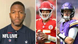 NFL LIVE | "Mahomes & Darnold 3-0 is coming" - Ryan Clark breaks Chiefs at Falcons; Texans vs Vkings