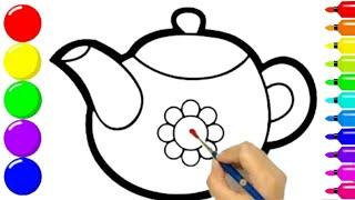 drawing a picture of teapot | нарисуй чайник | сурет салуу | шәйнектің суретін салу