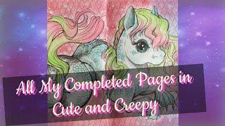 All my Completed Pages in Cute and Creepy by Camilla derrico! #adultcolouring