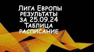 Лига Европы.  Результаты матчей за 25 сентября. Таблица. Расписание на завтра.