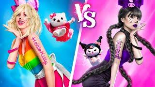 Wednesday Addams and Enid! Hello Kitty vs Kuromi! Pokémon In Real Life!